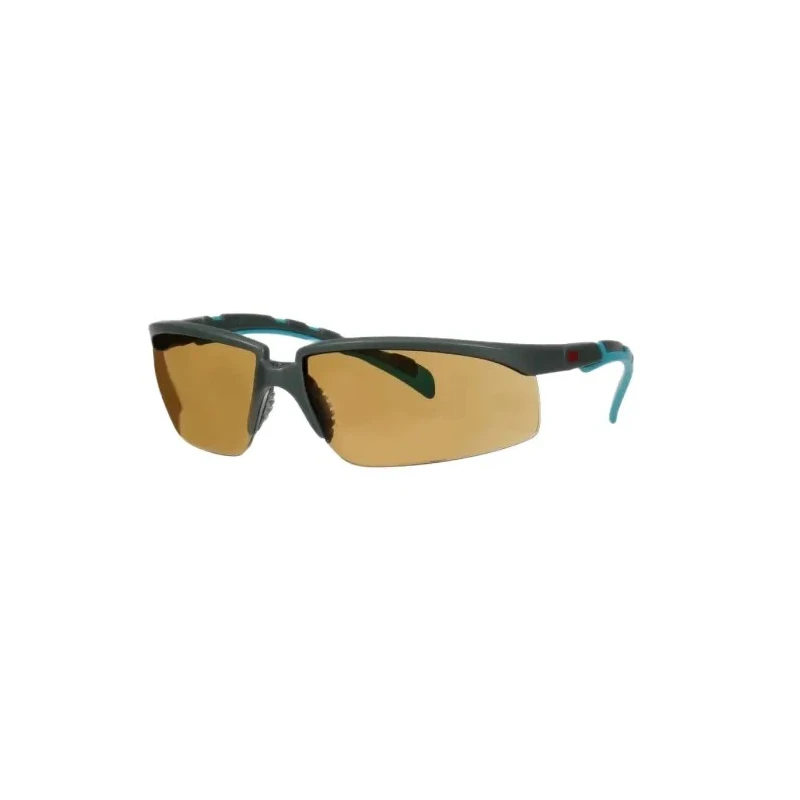 3M 2000 Series Safety Glasses with Brown Polycarbonate Lens, Blue Grey Half Frame, Anti-Fog and Anti-Scratch S2005SGAF-BGR