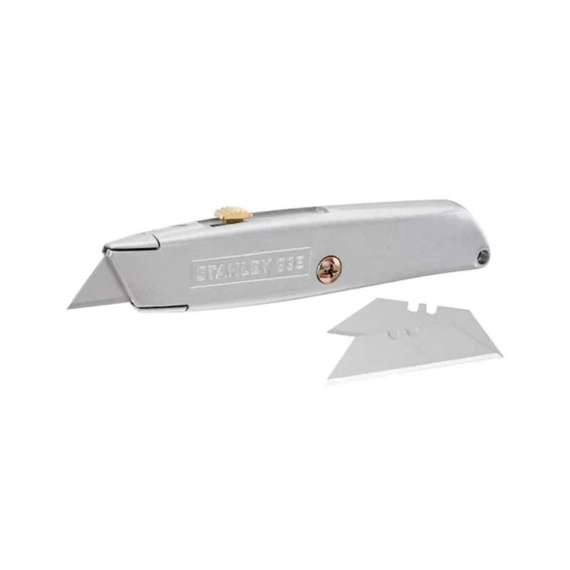 Stanley Safety Knife with Straight Retractable Blade 60 mm Zinc Handle 3 Blades 2-10-099