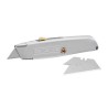 Stanley Safety Knife with Straight Retractable Blade 60 mm Zinc Handle 3 Blades 2-10-099