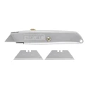 Stanley Safety Knife with Straight Retractable Blade 60 mm Zinc Handle 3 Blades 2-10-099