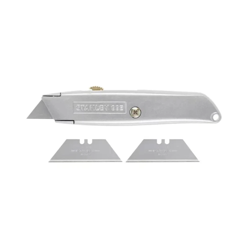 Stanley Safety Knife with Straight Retractable Blade 60 mm Zinc Handle 3 Blades 2-10-099