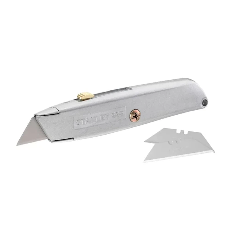 Stanley Safety Knife with Straight Retractable Blade 60 mm Zinc Handle 3 Blades 2-10-099