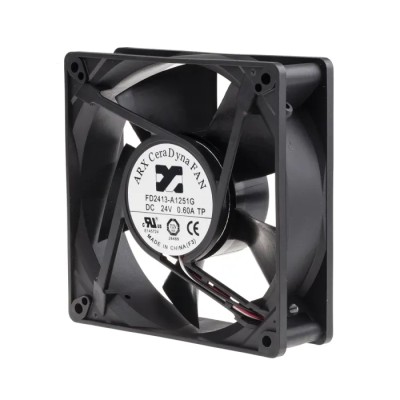 ARX CeraDyna Series Axial Fan 24V DC 333 m³/h Airflow 20.4W Power 1.7A Max Current IP20 127x127x38mm 