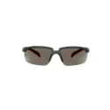 3M 2000 Safety Glasses, Anti-Scratch, Anti-Fog Coating, Grey Polycarbonate Lens, Plastic Half Frame S2002SGAF-RED