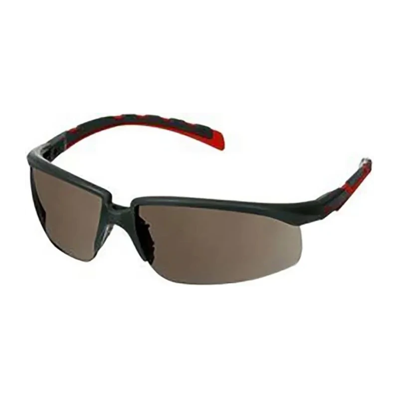 3M 2000 Safety Glasses, Anti-Scratch, Anti-Fog Coating, Grey Polycarbonate Lens, Plastic Half Frame S2002SGAF-RED