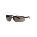3M 2000 Safety Glasses, Anti-Scratch, Anti-Fog Coating, Grey Polycarbonate Lens, Plastic Half Frame S2002SGAF-RED