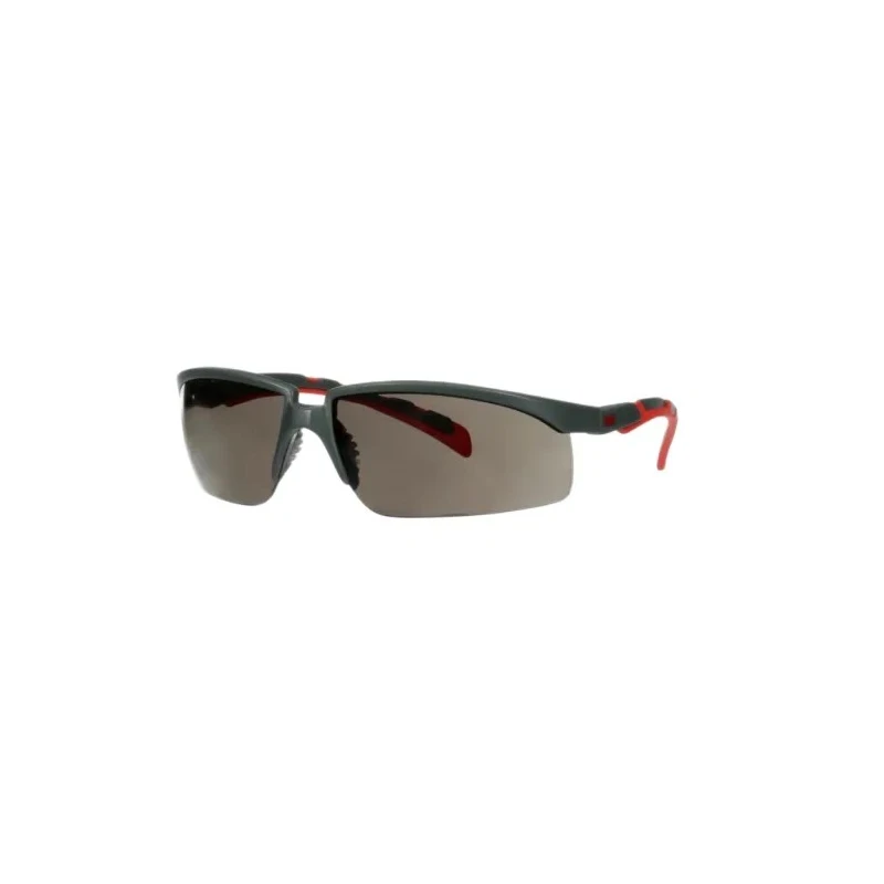 3M 2000 Safety Glasses, Anti-Scratch, Anti-Fog Coating, Grey Polycarbonate Lens, Plastic Half Frame S2002SGAF-RED