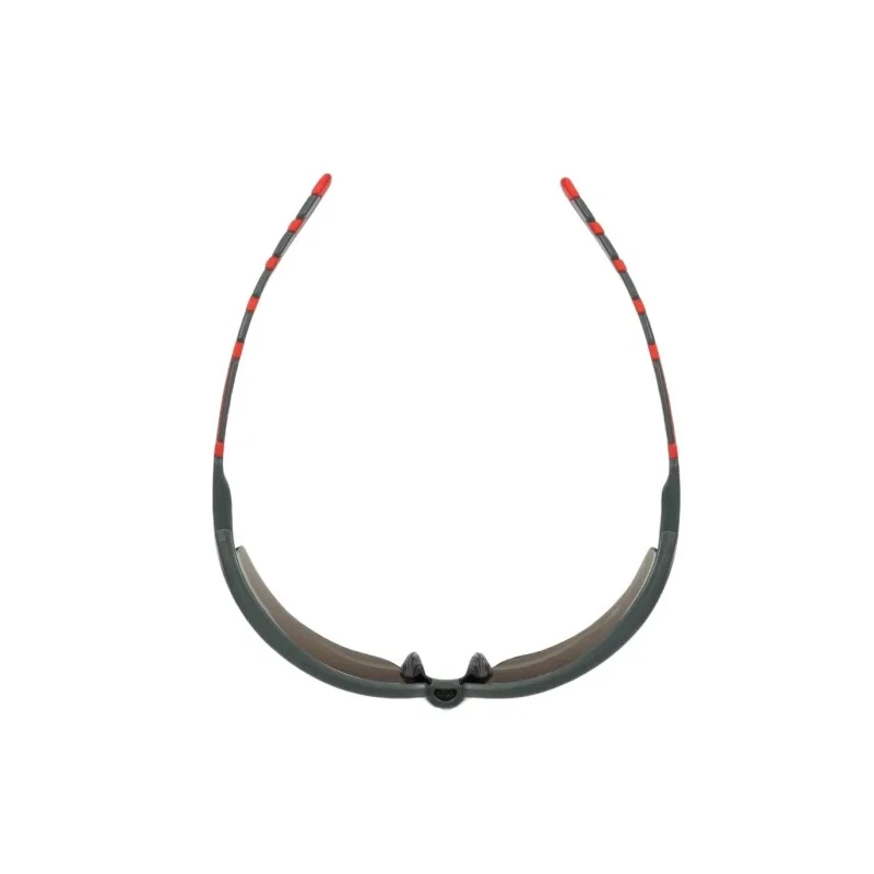 3M 2000 Safety Glasses, Anti-Scratch, Anti-Fog Coating, Grey Polycarbonate Lens, Plastic Half Frame S2002SGAF-RED