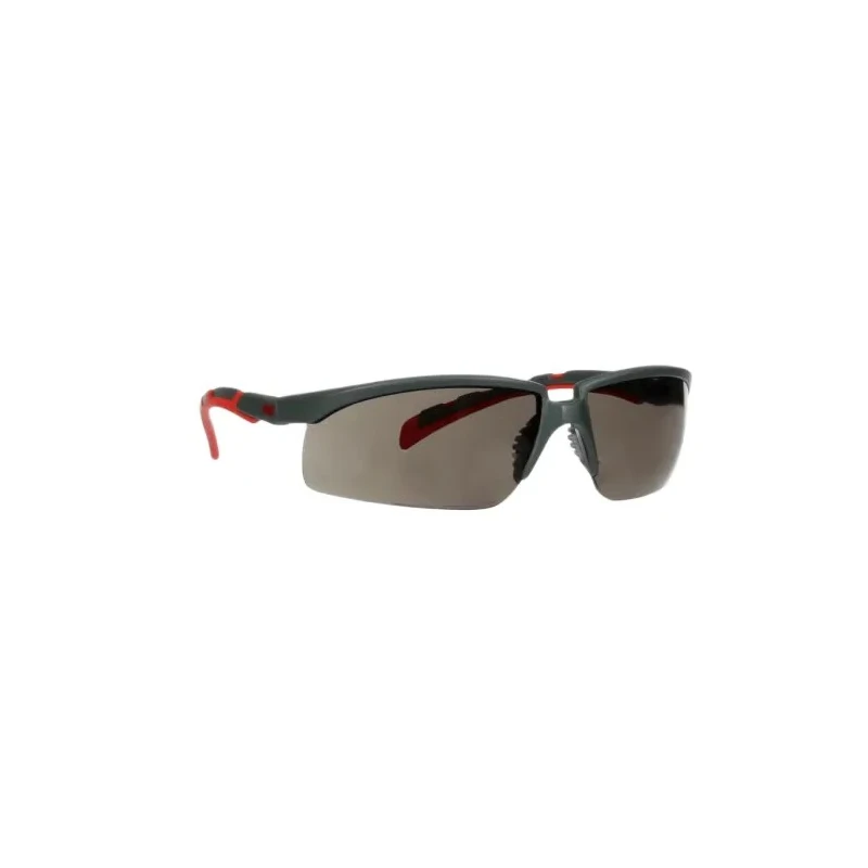 3M 2000 Safety Glasses, Anti-Scratch, Anti-Fog Coating, Grey Polycarbonate Lens, Plastic Half Frame S2002SGAF-RED