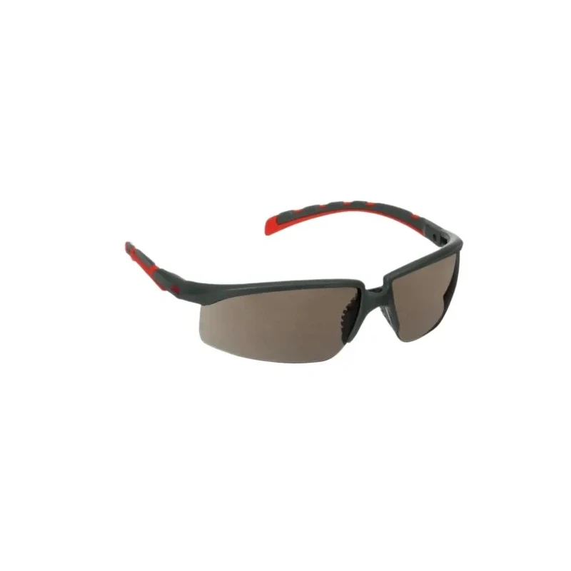 3M 2000 Safety Glasses, Anti-Scratch, Anti-Fog Coating, Grey Polycarbonate Lens, Plastic Half Frame S2002SGAF-RED