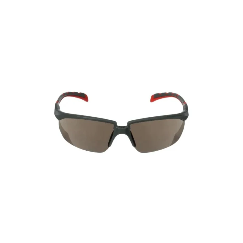 3M 2000 Safety Glasses, Anti-Scratch, Anti-Fog Coating, Grey Polycarbonate Lens, Plastic Half Frame S2002SGAF-RED
