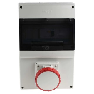 Scame DOMINO IP66 Red Wall Mount 3P+N+PE Angled Residual Current Device 63A 415V IP66 