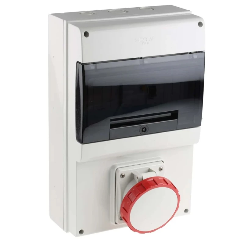 Scame DOMINO IP66 Red Wall Mount 3P+N+PE Angled Residual Current Device 63A 415V IP66 