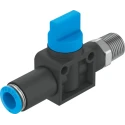 Festo Pneumatic Manual Control Valve 3/2 Bistable, Manual Actuation, 8 bar, Nickel Plated Brass & PBT Body HE-3-1/4-QS-8