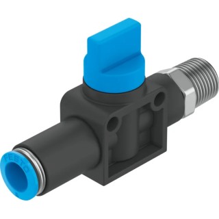 Festo Pneumatic Manual Control Valve 3/2 Bistable, Manual Actuation, 8 bar, Nickel Plated Brass & PBT Body HE-3-1/4-QS-8