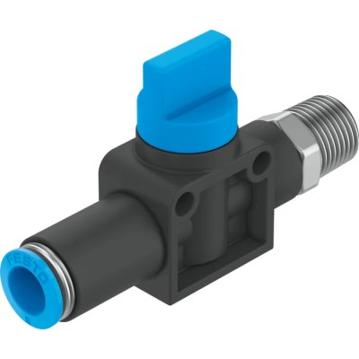 Festo Pneumatic Manual Control Valve 3/2 Bistable, Manual Actuation, 8 bar, Nickel Plated Brass & PBT Body HE-3-1/4-QS-8