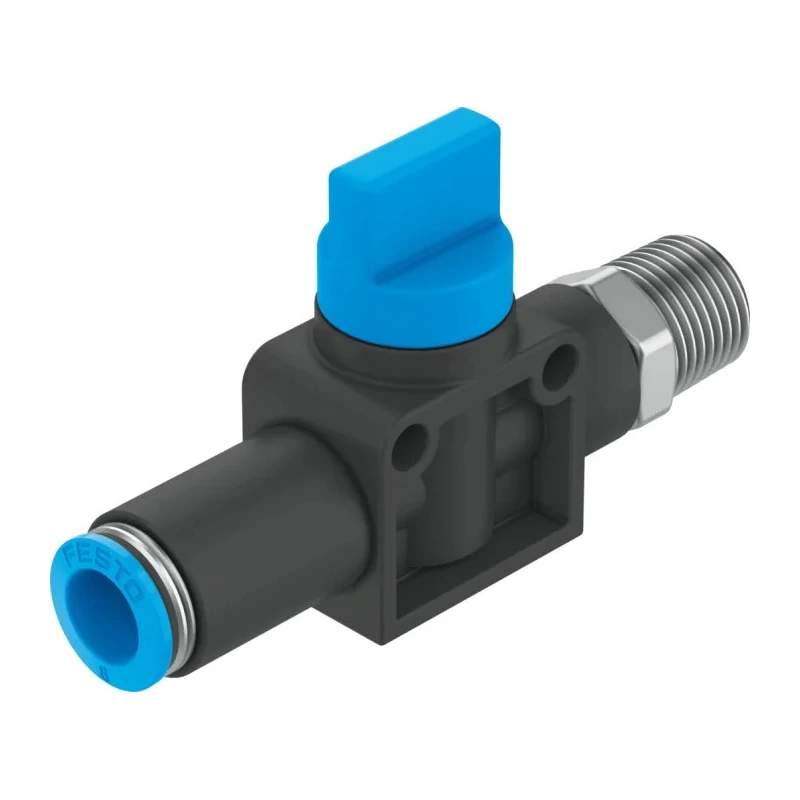 Festo Pneumatic Manual Control Valve 3/2 Bistable, Manual Actuation, 8 bar, Nickel Plated Brass & PBT Body HE-3-1/4-QS-8