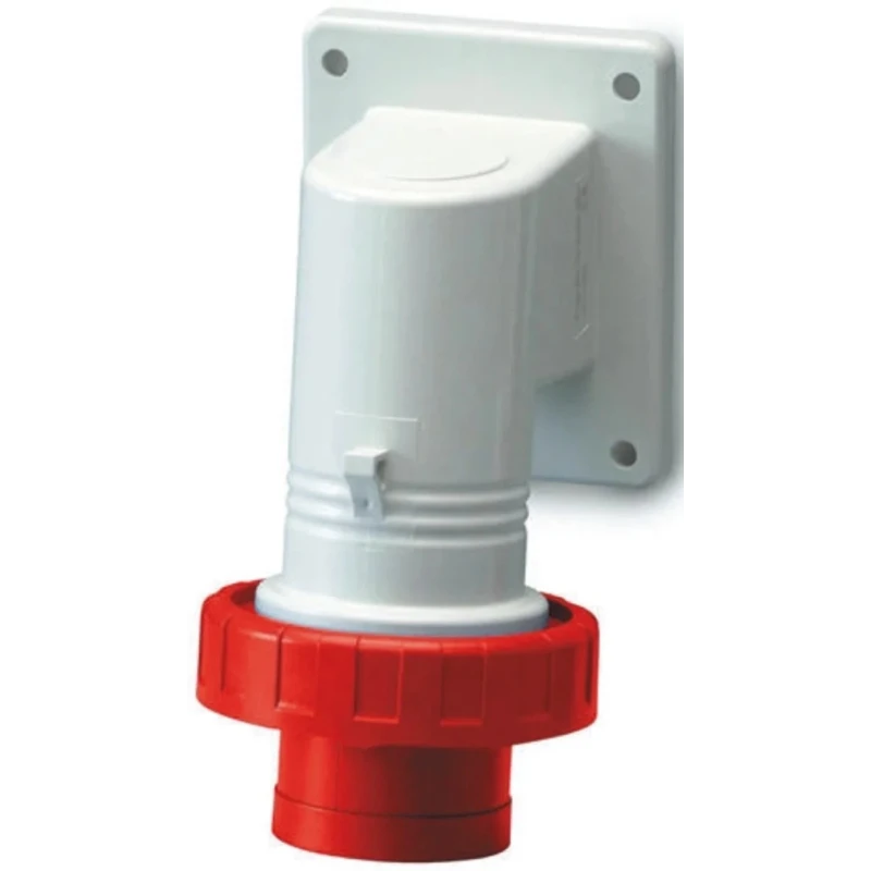 Scame EUREKA IP66, IP67 Red Wall Mount 3P+PE Right Angle Industrial Power Connector 16A 415V 247.1696