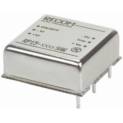 Recom 15W Regulated Isolated DC/DC Converter, 15V DC Output, 1 A, 9-36V DC Input, Through Hole Mount RP15