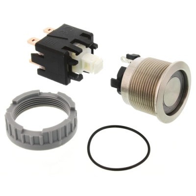 Schurter MSM LA 22 Series Illuminated Push Button Switch, Latching, Panel Mount, 22 mm Cutout, DPDT, Red 1241.6834.1121000