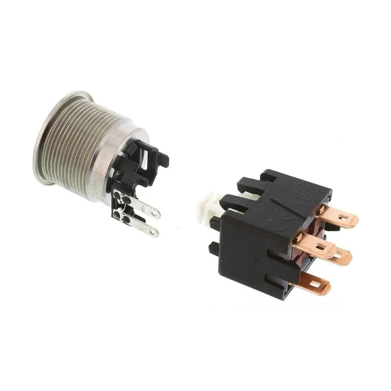 Schurter MSM LA 22 Series Illuminated Push Button Switch, Latching, Panel Mount, 22 mm Cutout, DPDT, Red 1241.6834.1121000