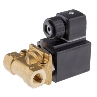 Burkert Brass Body 2-Port Normally Closed Solenoid Valve 230V AC 1/4 in G Threaded Inlet & 6.35 mm Outlet 053188