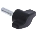 RS PRO Black Thermoplastic Wing Clamping Knob Threaded Stud 35 mm Diameter Model 478-444