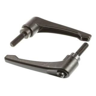 RS PRO Stainless Steel Clamping Lever M10 x 32 mm Black Die Cast Zinc Handle Steel Shaft 478-898