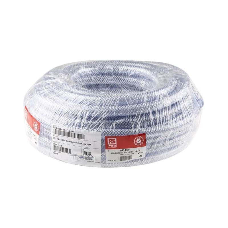 RS PRO Reinforced Polyvinyl Chloride Hose Pipe 15 bar Maximum Operating Pressure 25 m Length 12.5 mm Inside Diameter 440-880