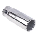 Bahco 1/2 in Drive 24 mm 12 Point Square Drive Socket, Polished Alloy Steel, 82.6mm Overall Length 7805DM-24