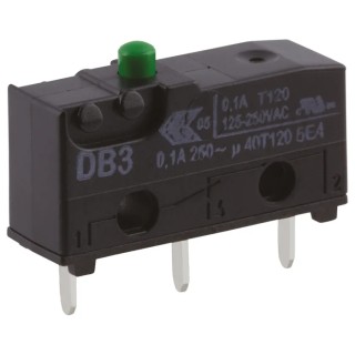 ZF Plunger Micro Switch with PCB Terminal, 100mA, 250 V AC, SPDT, IP50, DB3C-C1AA