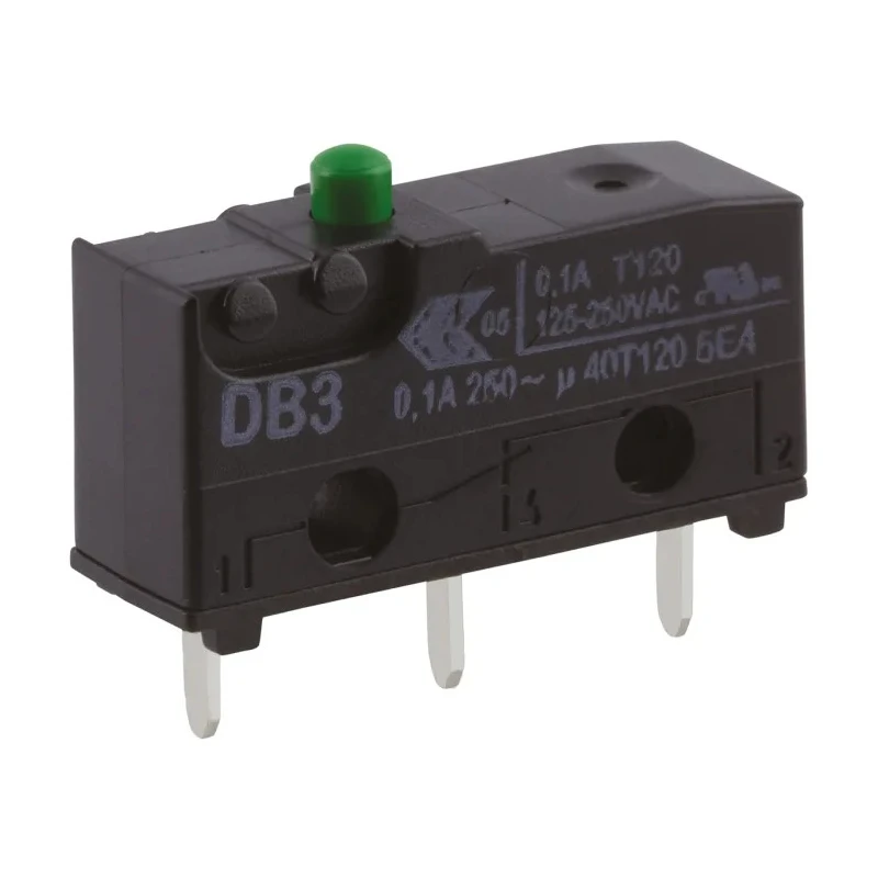 ZF Plunger Micro Switch with PCB Terminal, 100mA, 250 V AC, SPDT, IP50, DB3C-C1AA