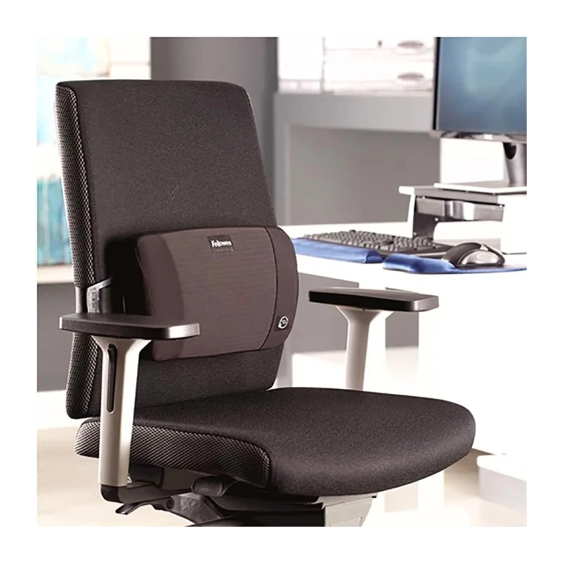 Fellowes Black Foam Back Support Lumbar Office Chair Cushion Adjustable Straps 8026501
