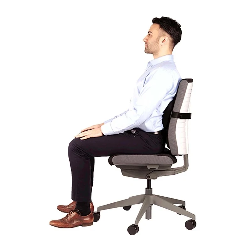 Fellowes Black Foam Back Support Lumbar Office Chair Cushion Adjustable Straps 8026501