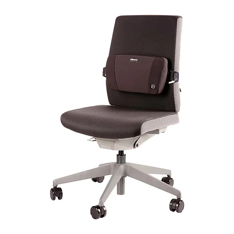 Fellowes Black Foam Back Support Lumbar Office Chair Cushion Adjustable Straps 8026501