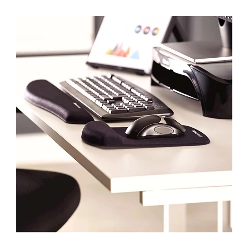 Fellowes Black Plastic, Foam, Mesh Fabric Wrist Rest 25.4 mm Height 238.1 mm Length 184.2 mm Width 9252103