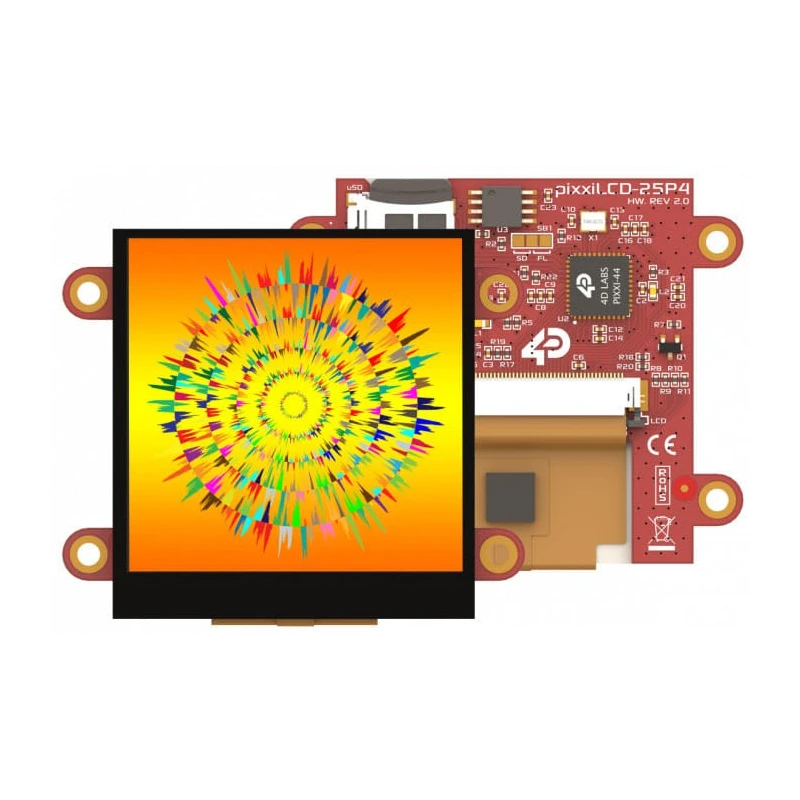 4D Systems 2.5 Inch Capacitive Touch Screen LCD Colour Display SPI Interface 63.5 mm 240x240 Pixel pixxiLCD-25P4-CTP