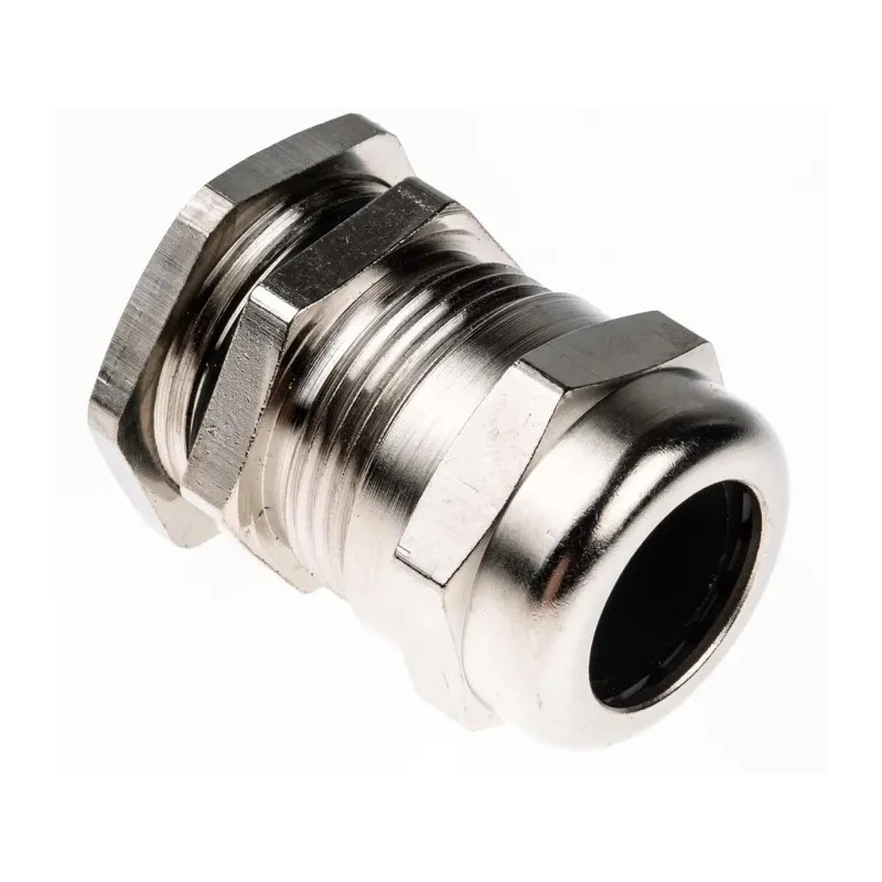 SIB TEC Series Metallic Nickel Plated Brass Cable Gland, PG16 Thread Size, 8 mm Min. to 15 mm Max. Cable Diameter C5016000R