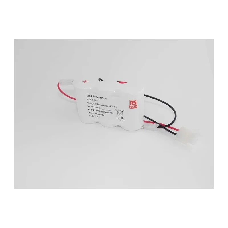 RS PRO 3.6 V NiCd Rechargeable Battery Pack 4 Ah 3 Cells AMP Connector 204-2757