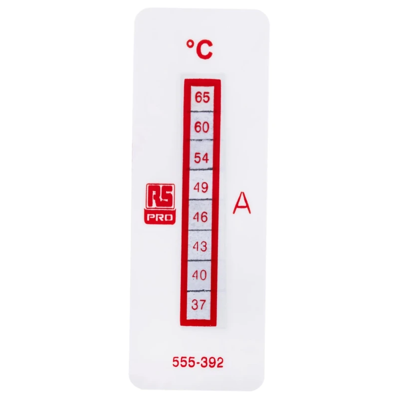 RS PRO Temperature Sensitive Label, 37 °C to 65 °C, 8 Levels, Vertical Orientation, Non-Reversible, 10 Labels Per 555-392