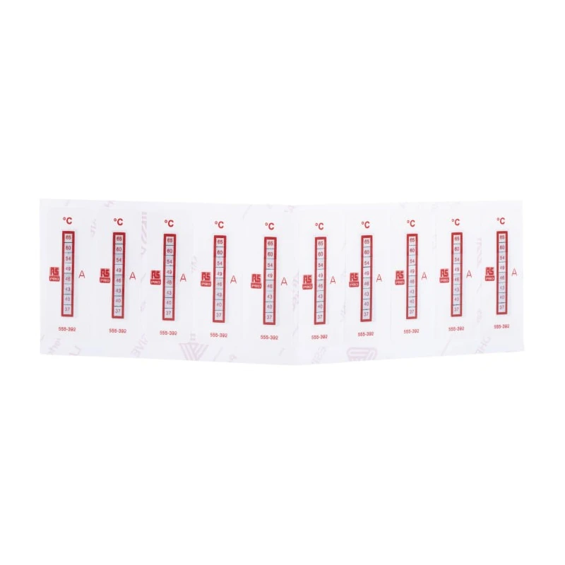 RS PRO Temperature Sensitive Label, 37 °C to 65 °C, 8 Levels, Vertical Orientation, Non-Reversible, 10 Labels Per 555-392