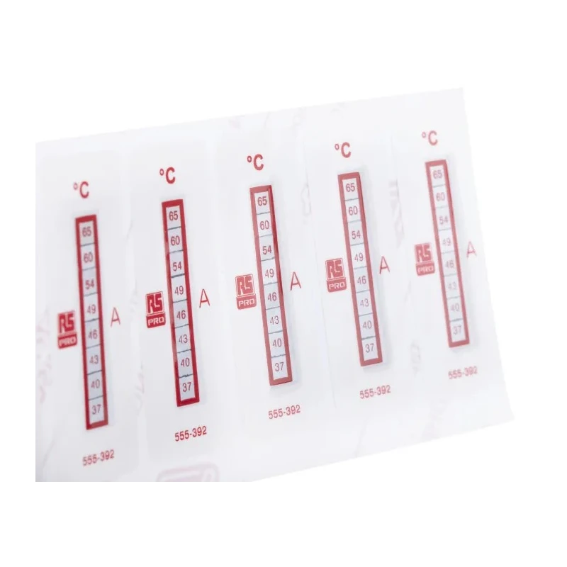 RS PRO Temperature Sensitive Label, 37 °C to 65 °C, 8 Levels, Vertical Orientation, Non-Reversible, 10 Labels Per 555-392