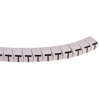 HellermannTyton Helagrip Pre-Printed Slide-On Cable Marker Black Legend "T", White PVC Material, 1-3 mm Cable 901-10378