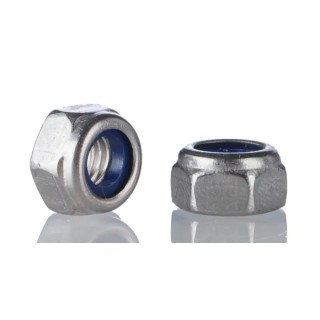 RS PRO Bright Zinc Steel Locknut Nylon Insert Size M10, Width 17mm, Height 11.5mm DIN 982 530-400
