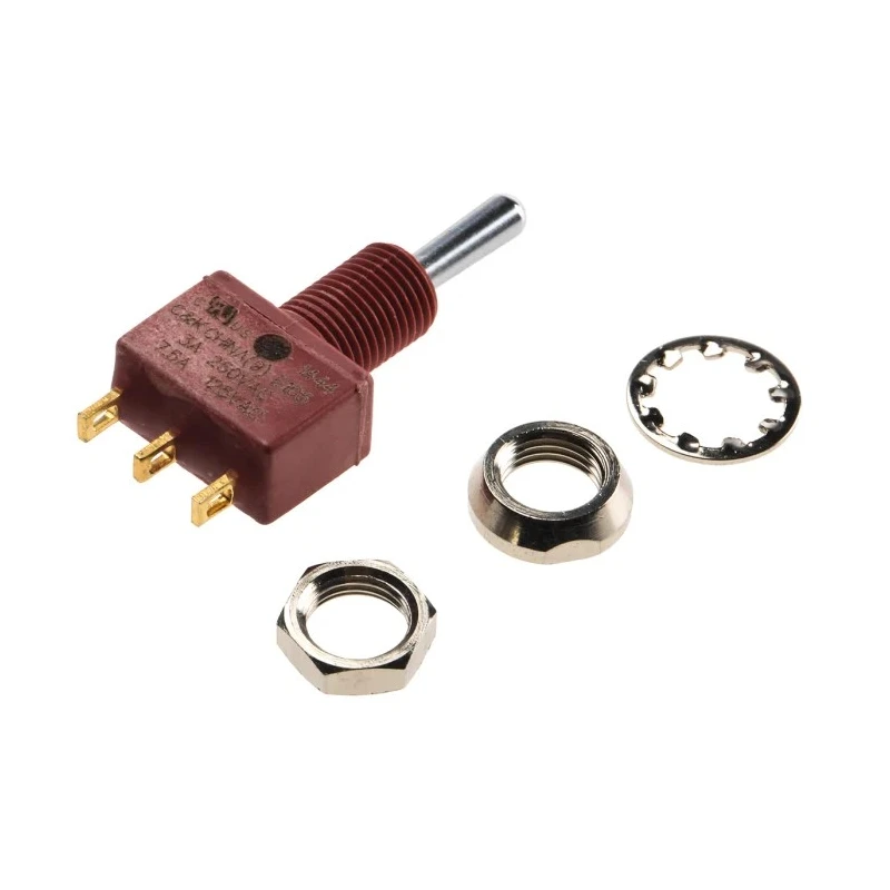 C & K Toggle Switch Panel Mount On-Off-On SPDT 7.5A 28V DC 125V AC Brass Actuator E105SYZQE