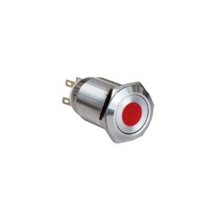 Bulgin Illuminated Push Button Switch SPST, Latching, Panel Mount, 19.2 mm Cutout, Red LED, IP65, 1A, 24 V dc MPI005