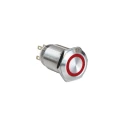 Bulgin MPI005 Series Illuminated Push Button Switch, Latching, Panel Mount, 19.2 mm Cutout, SPST, Red LED, IP65, 24 V DC 