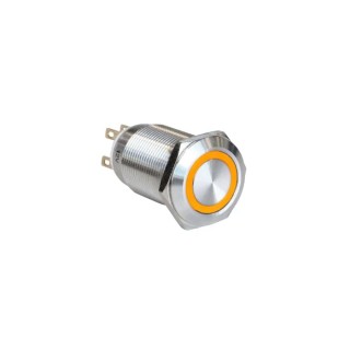 Bulgin Illuminated Push Button Switch Panel Mount SPI005 Series, Latching, SPST, Amber LED, IP65, 24 V dc MPI005
