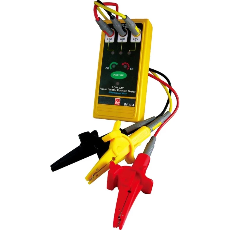RS PRO Phase Rotation Tester 45 Hz to 400 Hz Frequency Max 600V ac Max Voltage 3-Phase 6W Motor Power 205-0083