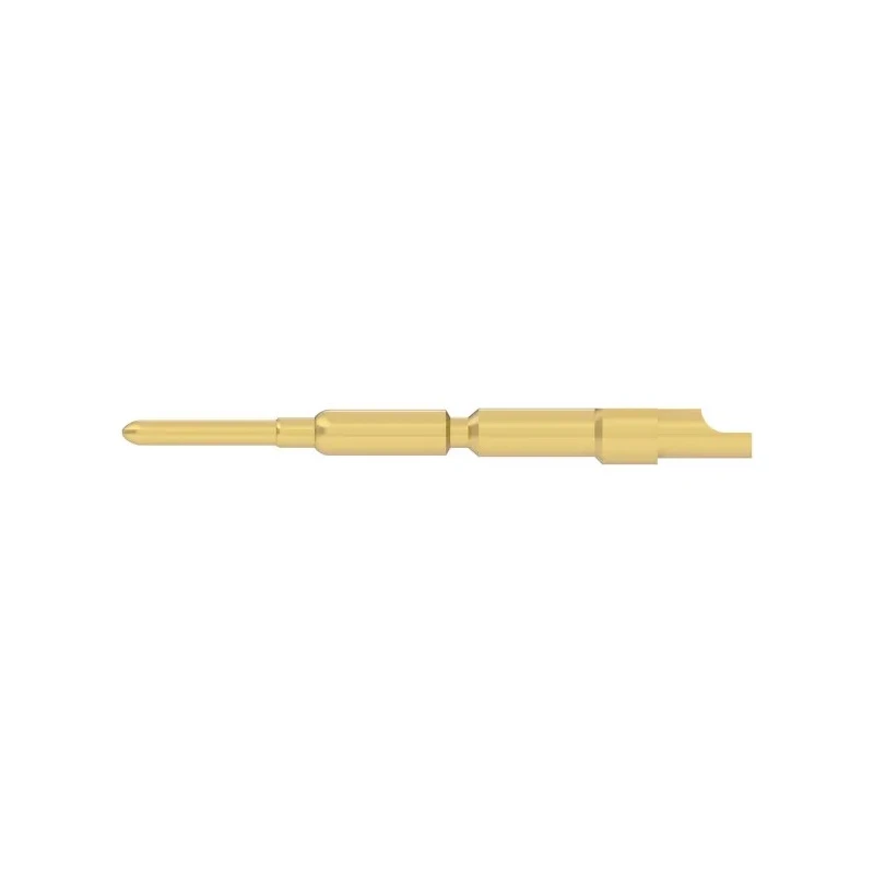 TE Connectivity Male Solder Crimp Pin Connector, Contact Size 1 mm, Wire Size 1 mm², 1.5 mm², Gold Plated Brass 10A 61.006.11